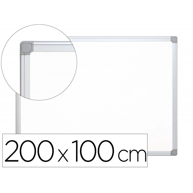 Tableau q-connect laqué magnétique cadre aluminium idéal collèges bureaux inclus accessoires fixation mur 200x100cm