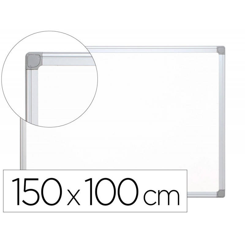 Tableau q-connect laqué magnétique cadre aluminium idéal collèges bureaux inclus accessoires fixation mur 150x100cm