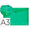 Pochette enveloppe liderpapel polypropylène 180 microns a3 420x297mm 50f fermeture bouton résistant transparent vert