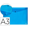 Pochette enveloppe liderpapel polypropylène 180 microns a3 420x297mm 50f fermeture bouton résistant transparent bleu