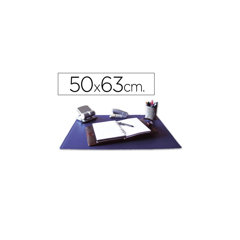 Sous-main q-connect simple coins arrondis dessous mousse antidérapant bord soudé 50x63cm polypropylene coloris bleu