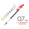 Stylo-bille q-connect transparent trait 0.4mm pointe moyenne 0.7mm encre douce grip caoutchouc coloris rouge