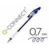 Stylo-bille q-connect transparent trait 0.4mm pointe moyenne 0.7mm encre douce grip caoutchouc coloris bleu