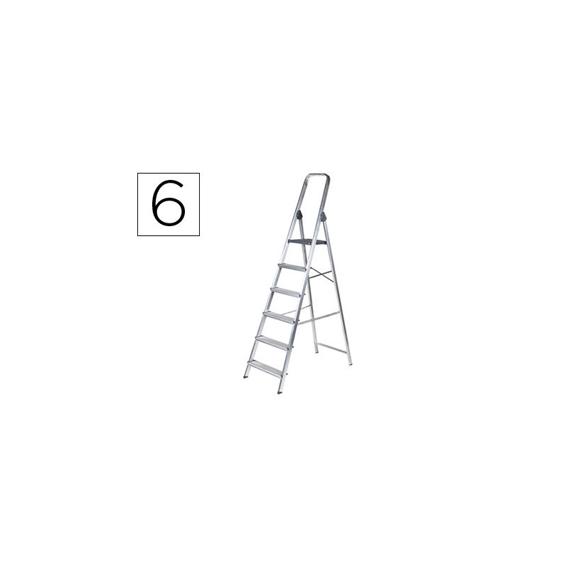 Escabeau q-connect aluminium 480x990x1930mm 6 marches 4,2kg poids maximum supporté 150kg