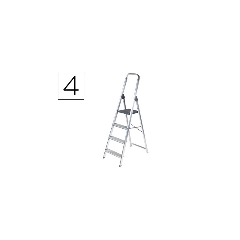 Escabeau q-connect aluminium 430x720x1490mm 4 marches 3.2kg poids maximum supporté 150kg