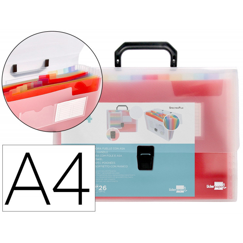 Trieur liderpapel série spectrafile polypropylène a4 210x297mm 1200 microns 26 compartiments coloris frosty transparent