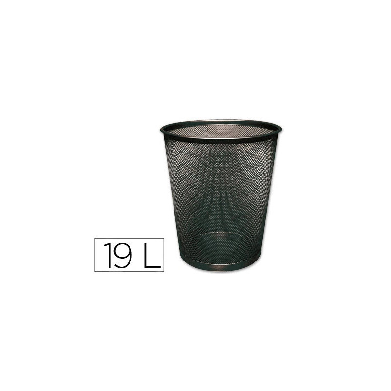 Corbeille à papier q-connect maille métallique forme circulaire 19l 295x345x240mm coloris noir