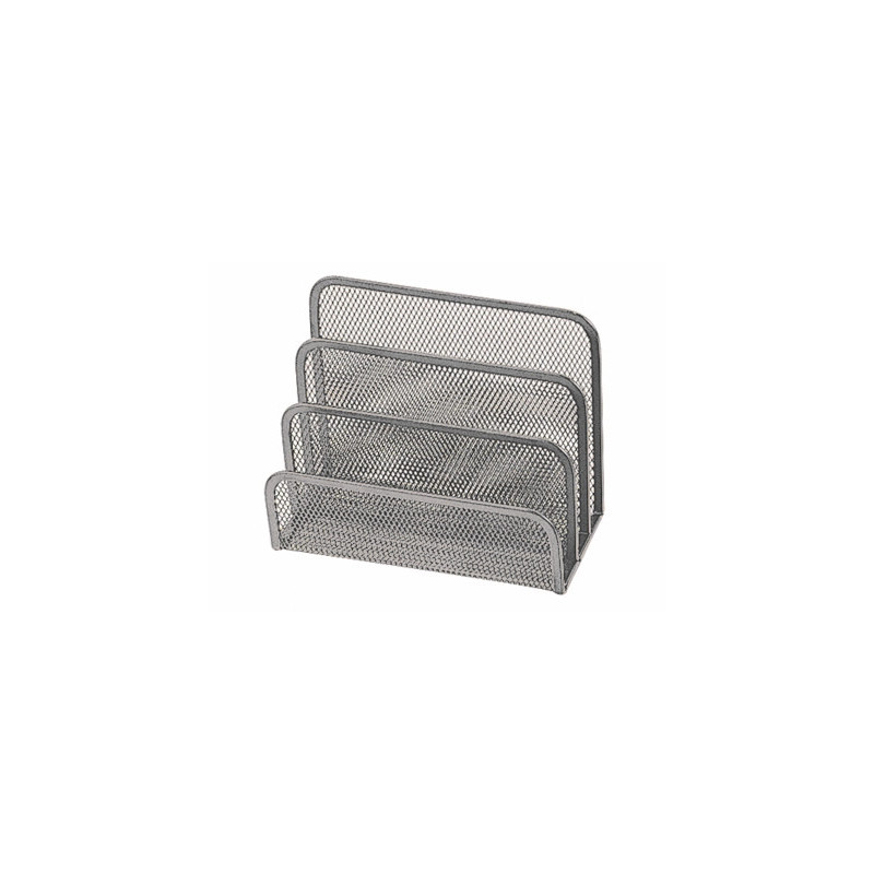 Trieur enveloppes q-connect métal mesh maille métallique 3 compartiments courrier 175x140x80mm coloris argent