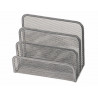 Trieur enveloppes q-connect métal mesh maille métallique 3 compartiments courrier 175x140x80mm coloris argent