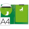 Porte-bloc q-connect plastique épaisseur 3mm a4 210x297mm porte-stylo pince coloris vert