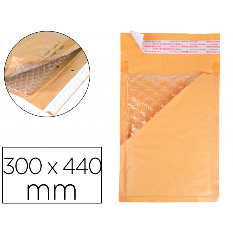 Pochette bulles d'air q-connect 300x440mm 82g kraft matelasse rabat droit auto-adhesive sans fenetre