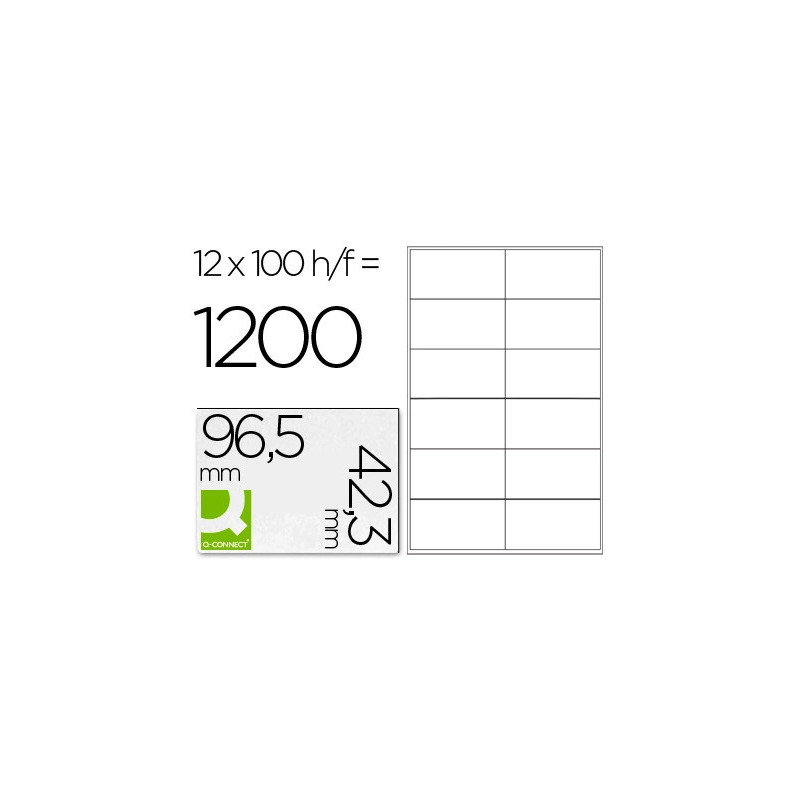Étiquette adhésive q-connect 96.5x42.3mm coins droits imprimante jet encre laser copieur boîte 100 feuilles 1200 unités