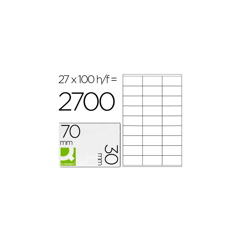 Étiquette adhésive q-connect 70x30mm coins droits imprimante jet d'encre laser copieur boîte 100 feuilles 2700 unités