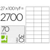 Étiquette adhésive q-connect 70x30mm coins droits imprimante jet d'encre laser copieur boîte 100 feuilles 2700 unités