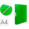 Classeur liderpapel 4 anneaux 25mm a4 260x315mm polypropylène dos 40mm porte-cartes visite coloris vert translucide