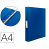 Classeur liderpapel 4 anneaux 25mm a4 260x315mm polypropylène dos 40mm porte-cartes visite coloris bleu translucide