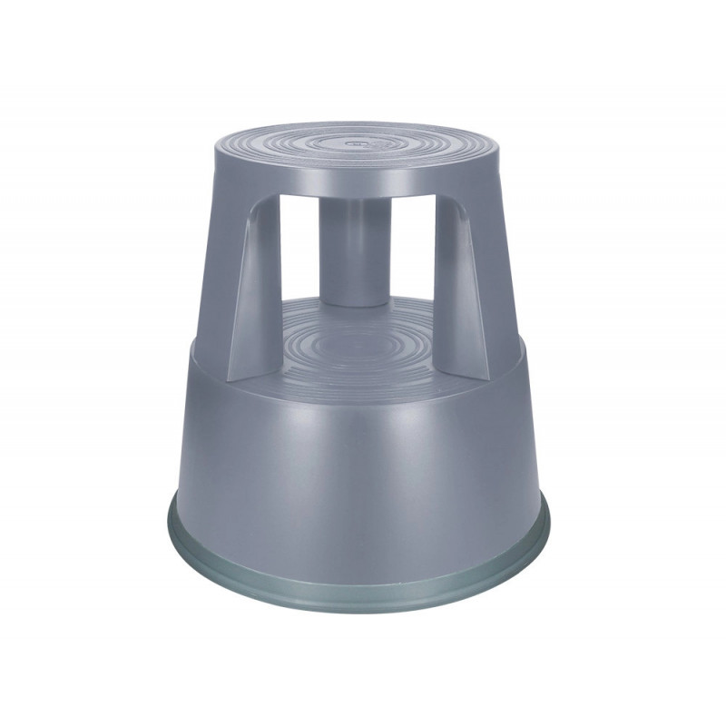 Tabouret q-connect plastique roues caoutchouc rétractables 2 niveaux base 44cm hauteur 43cm poids 2.9kg coloris gris