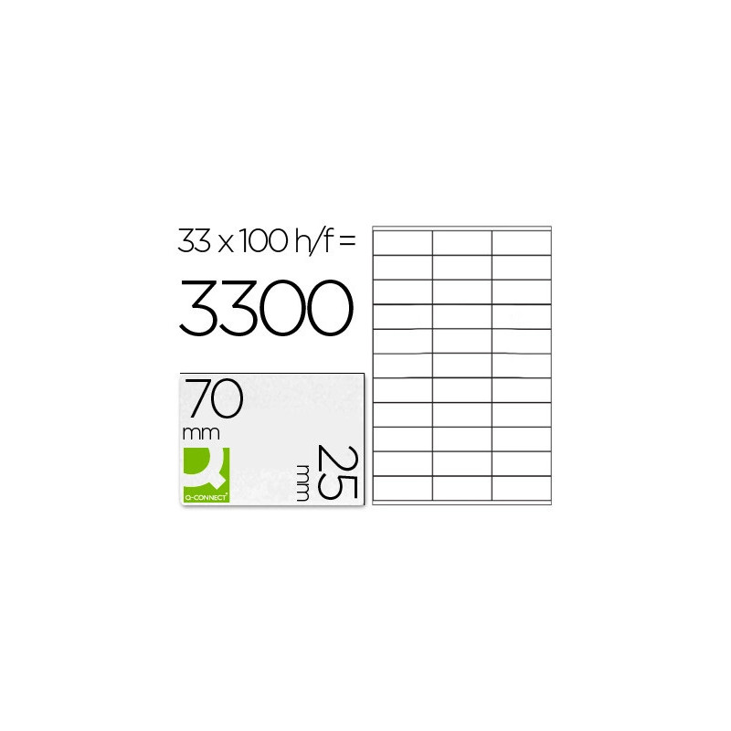 Étiquette adhésive q-connect 70x25mm coins droits imprimante jet d'encre laser copieur boîte 100 feuilles 3300 unités
