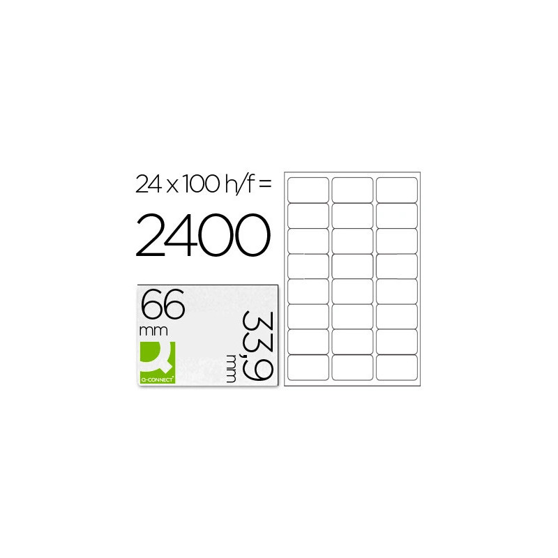 Étiquette adhésive q-connect 66x33.9mm coins arrondis imprimante jet encre laser copieur boîte 100 feuilles 2400 unités