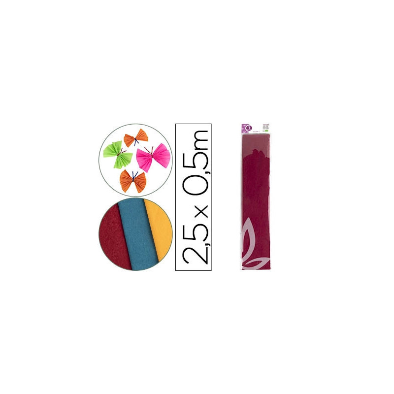 Papier crépon liderpapel 34g/m2 50cmx2.5m unicolore bordeaux