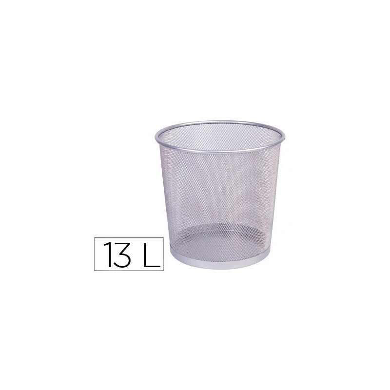 Corbeille à papier q-connect maille métallique 13l 265mm diamètre hauteur 280mm coloris argent