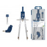 Compas liderpapel micrométrique articulé 2 branches circonférence 38cm touche réglage rapide bague mine 2mm étui