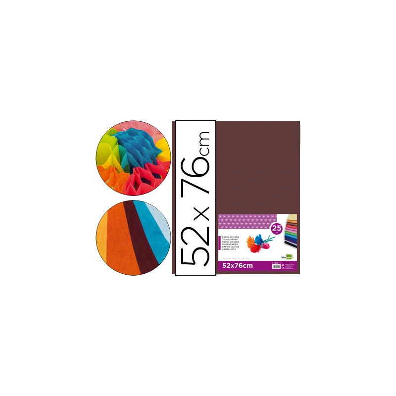 Papier de soie liderpapel 52x76cm 18g/m2 unicolore marron sachet 25f