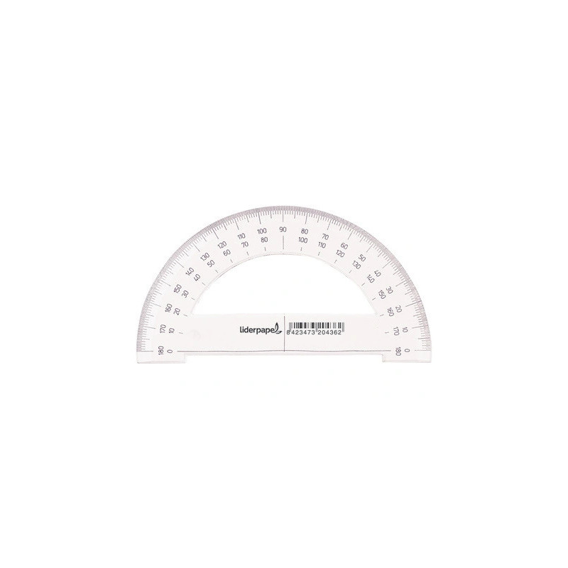 Rapporteur liderpapel 180 degrés deux échelles opposées 0 degrés 180 degrés base 14cm plastique transparent économique