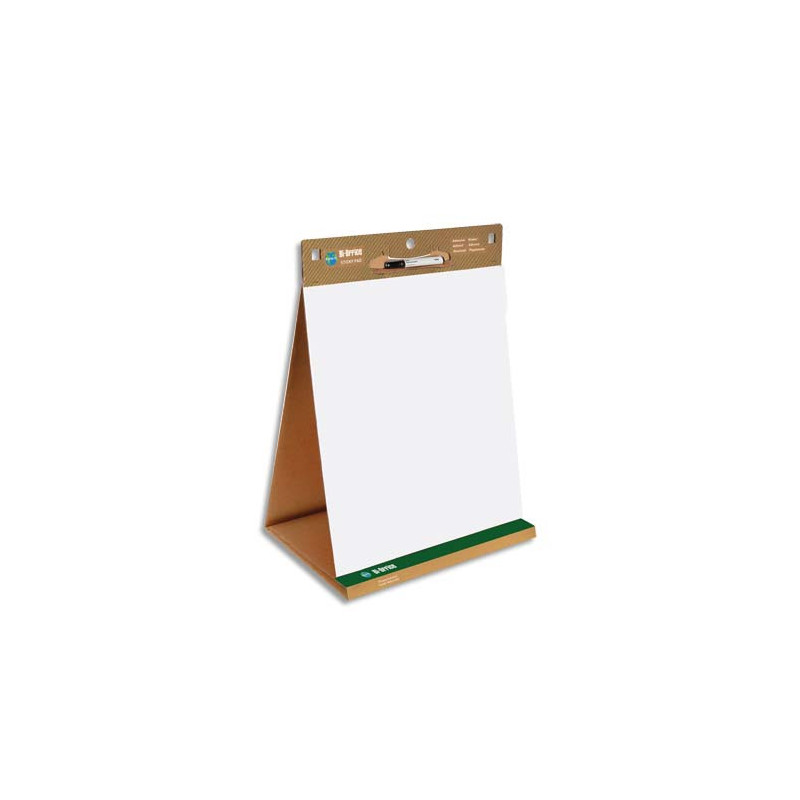 BI-OFFICE Tableau conférence portable Blanc Earth, 20 feuilles unies repositionnables recyclé L50xH58,5cm