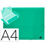 Chemise liderpapel polypropylène dos flexible a4 210x297mm 4/10e 3 rabats élastique 100f coloris vert translucide