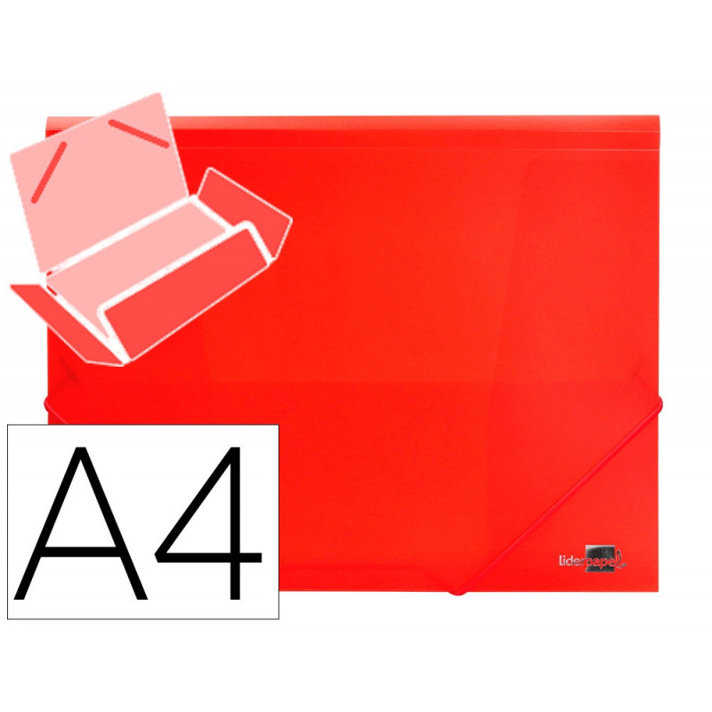 Chemise liderpapel polypropylène dos flexible a4 210x297mm 4/10e 3 rabats élastique 100f coloris rouge translucide