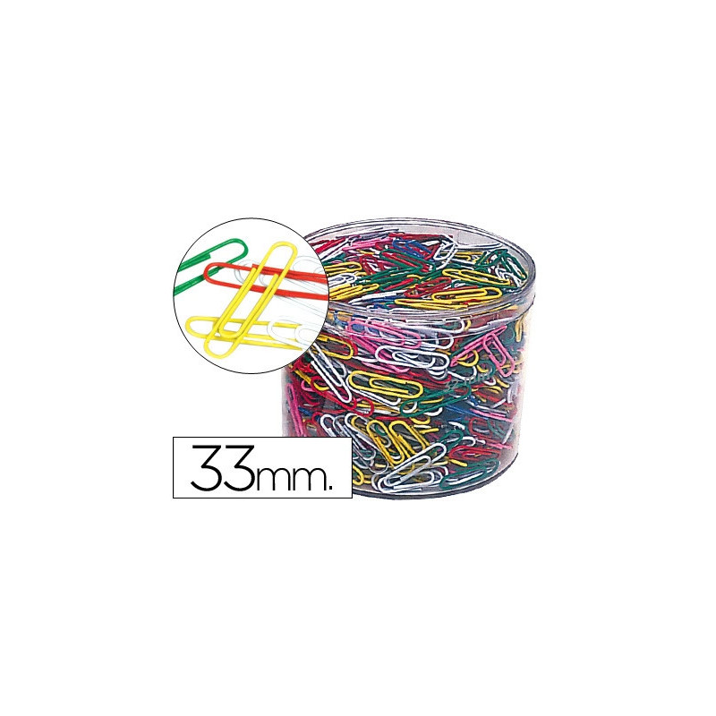 Trombone nickele liderpapel 33mm coloris assortis boite de 1000 unites