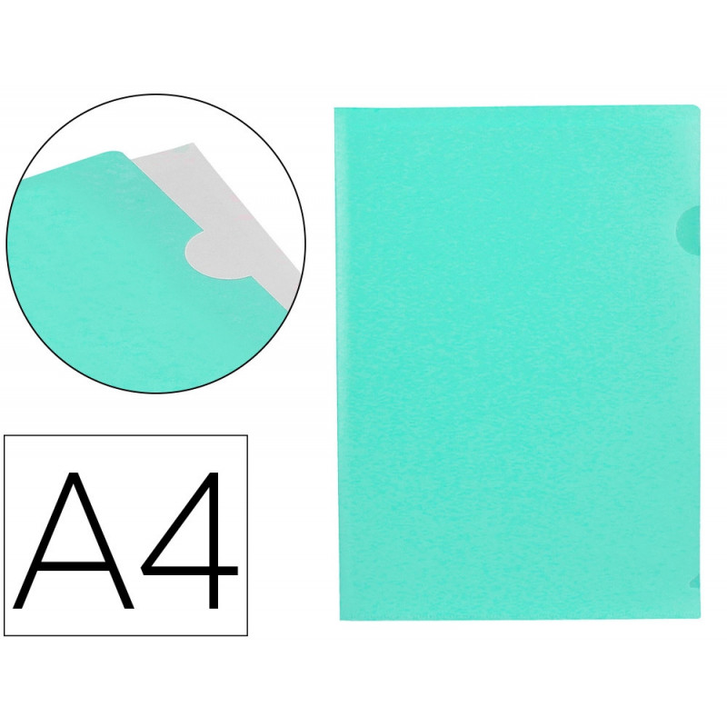 Pochette coin liderpapel polypropylene 180 microns a4 210x297mm capacite 20f coloris vert pomme opaque