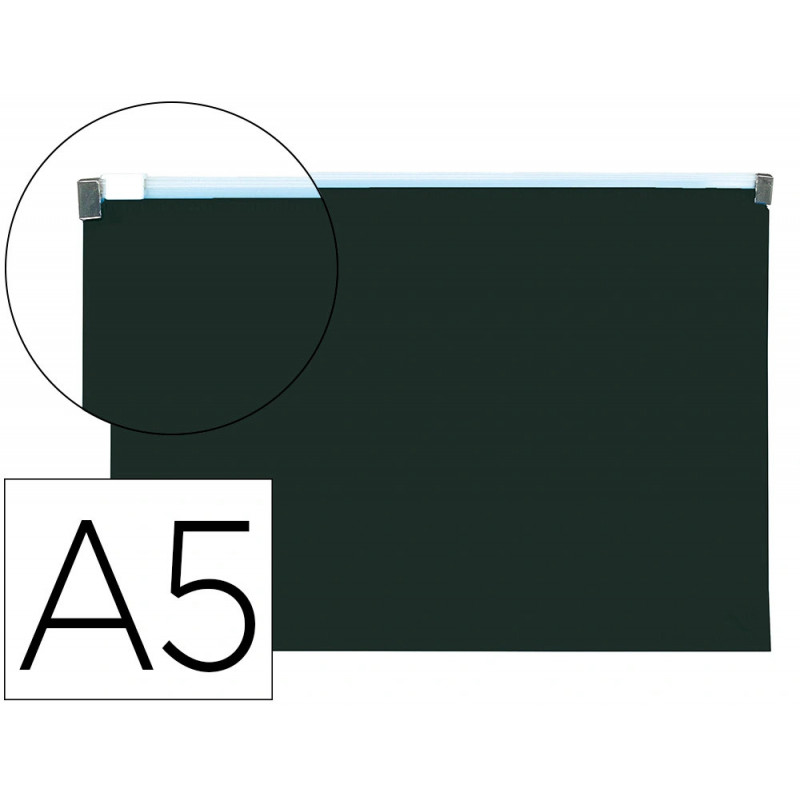 Pochette enveloppe liderpapel polypropylene 180 microns a5 210x148mm fermeture eclair noir opaque