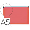 Pochette enveloppe liderpapel polypropylene 180 microns a5 210x148mm fermeture eclair transparent rouge