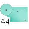 Pochette enveloppe liderpapel polypropylene 180 microns a4 97x210mm 50f fermeture bouton vert pomme opaque