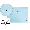 Pochette enveloppe liderpapel polypropylene 180 microns a4 97x210mm 50f fermeture bouton bleu ciel opaque