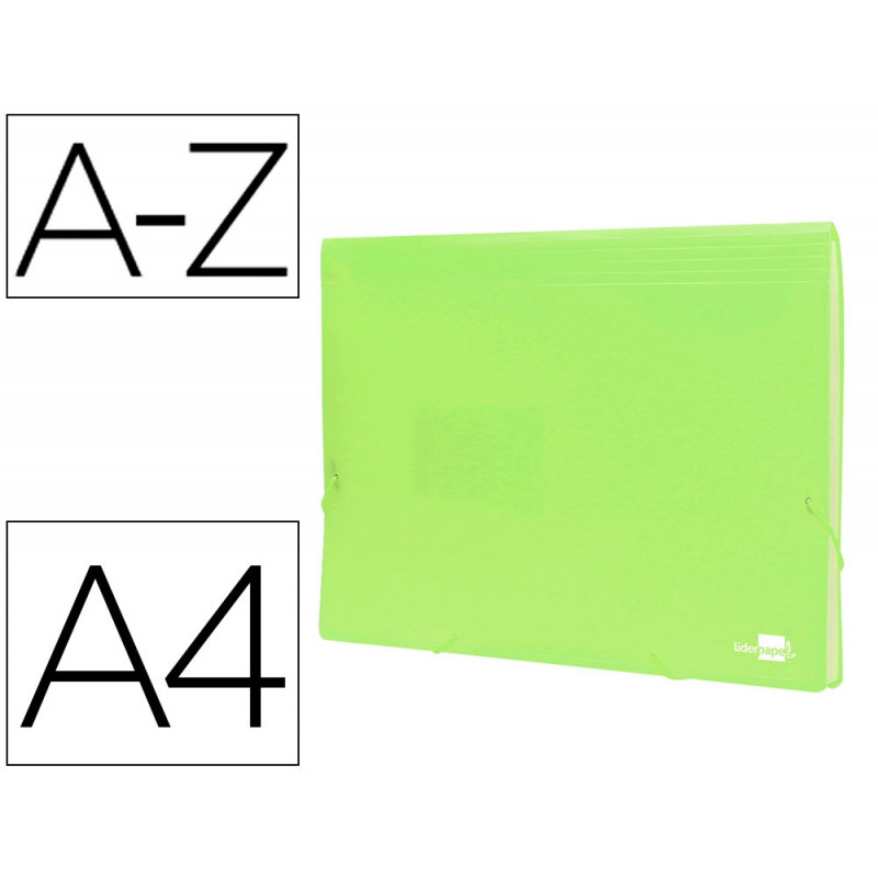 Trieur liderpapel polypro a4 210x297mm 700 microns 13 compartiments fermeture elastique coloris jaune fluo opaque