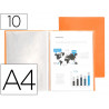 Protege-documents liderpapel polypropylene couverture flexible 10 pochettes fixes a4 210x297mm orange fluo