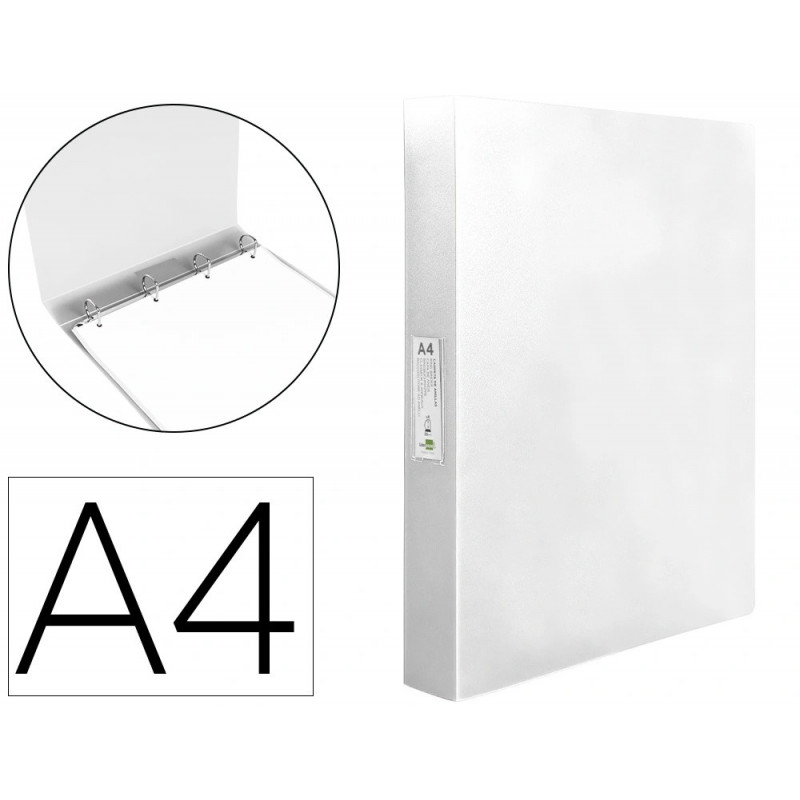 Classeur liderpapel 4 anneaux 25mm a4 260x315mm polypropylene dos 40mm porte-cartes visite coloris transparent