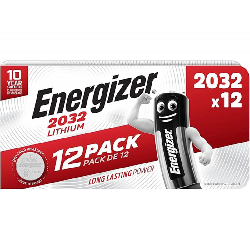 Piles energizer miniature lithium cr2032 blister de 12 unites