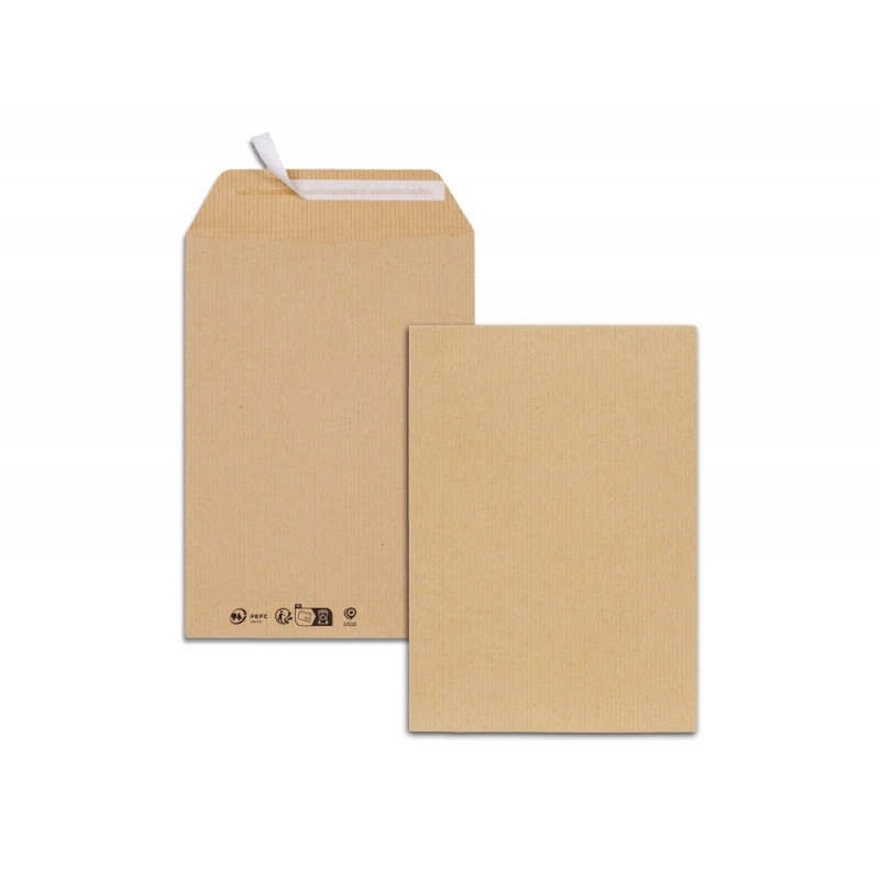 Pochettes kraft brun c5 90g adhesives 162x229mm pefc eco boite de 500 unites