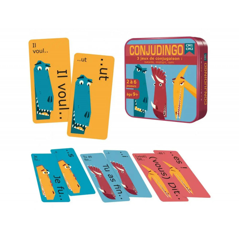 Jeu interdacta conjudingo cm1 au cm2 110 cartes reversibles + 1 regle du jeu + rappel des conjugaisons
