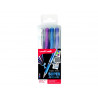 Pochette uniball signo roller encre gel ecriture large broad creatif or / argent / blanc / bronze 4 unites