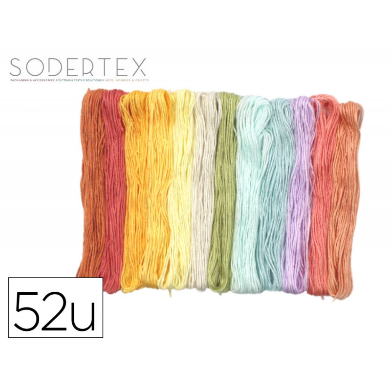Fil sodertex broder/bracelets bresiliens 8m 13 coloris pastel assortis lot 52 unites