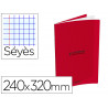 Cahier conquerant classique agrafe 240x320mm 96 pages seyes 90g couverture carte recyclee coloris rouge