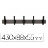 Porte-manteaux liderpapel mural metal 5 pateres 430x88x55mm coloris noir