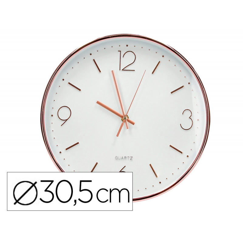 Horloge murale q-connect metallique mouvement silencieux diametre 35,5 cm coloris chrome