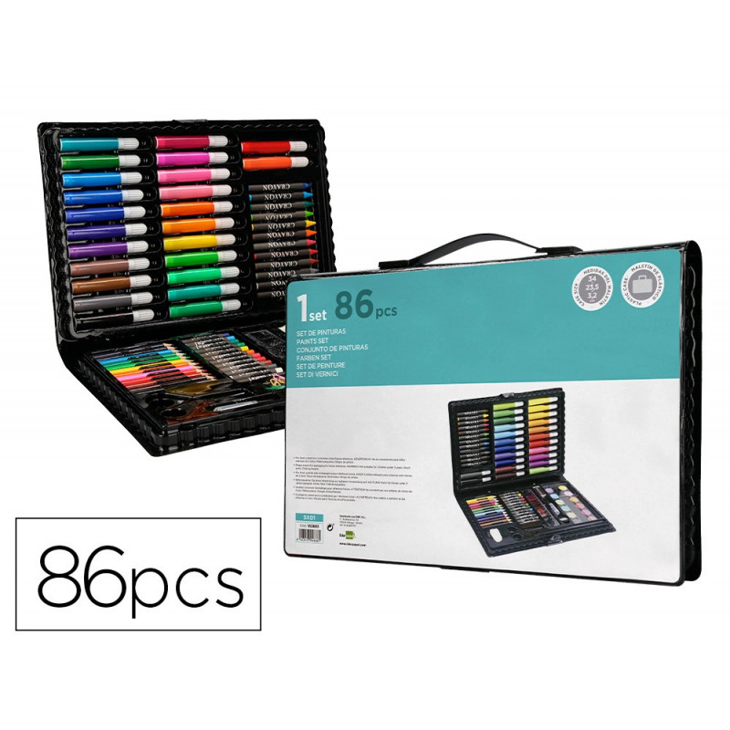 Set de pinture liderpapel plastique 86 pieces etui de 34x23x3,2 cm