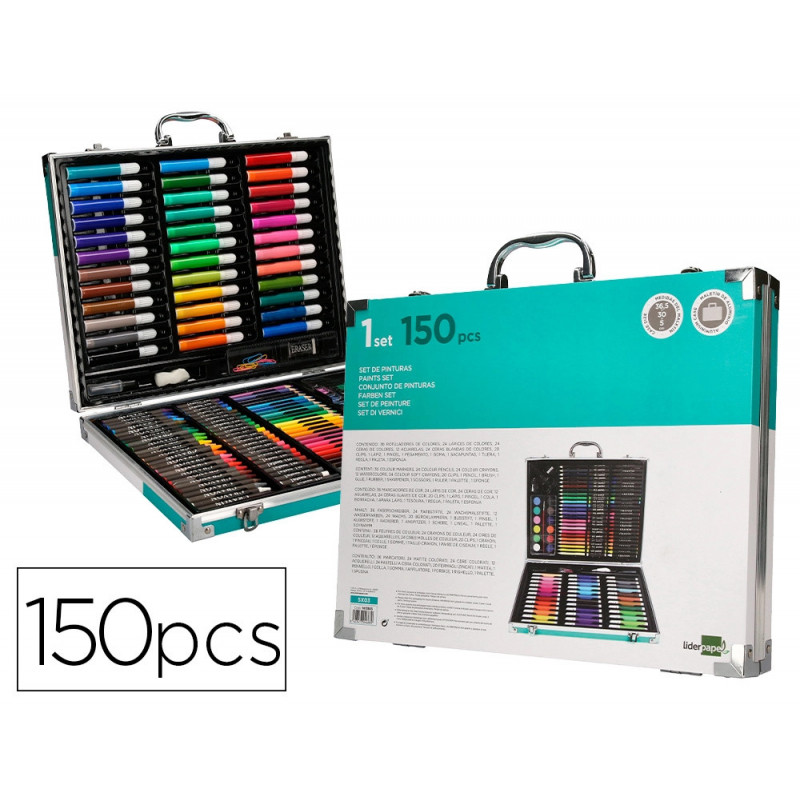 Set de pinture liderpapel alumium 150 pieces boite de 37,8x29,7x4,6 cm